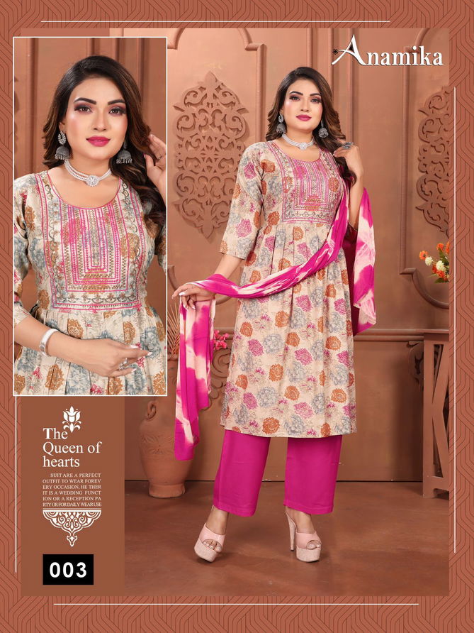 Anamika Vol 3 By Fashion Talk Rayon Procian Printed Kurti Bottom With Dupatta Wholesalers In Delhi
